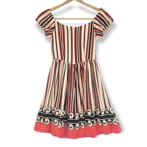 Anna Sui For Gossip Girl 100% Silk Striped Pleated Summer Dress Women's Size  1 - Picture 3 of 13
